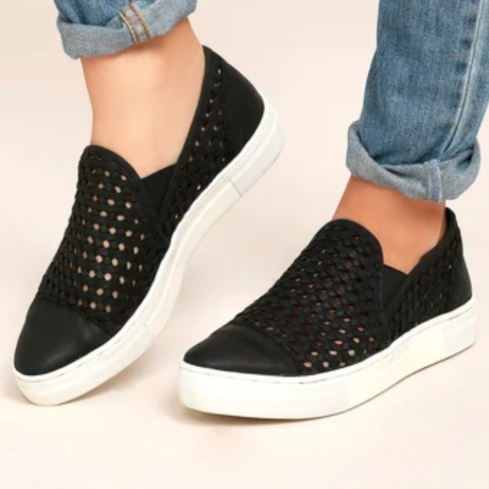 Seychelles Latest Black Leather Slip-On Sneakers